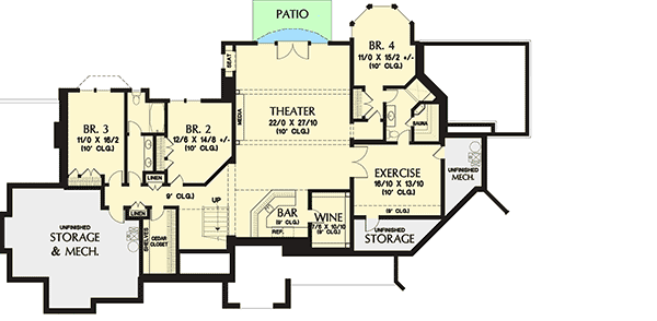 Plan 69595AM: French Country with Finished Lower Level - Floor Plan - Lower Level - European, French Country