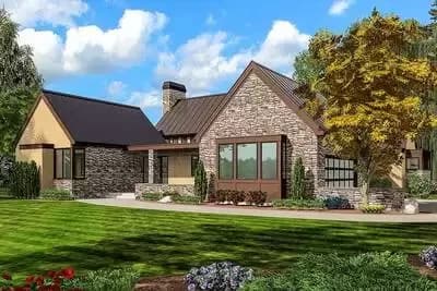 Hill Country House Plan with Grand Hall
