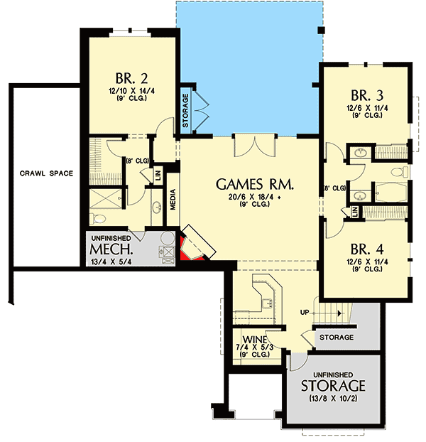 Plan 69602AM: Vaulted Ceilings Everywhere - Floor Plan - Lower Level - Northwest, Traditional
