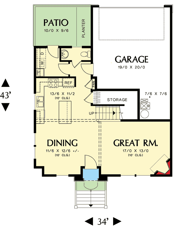 Plan 69607AM: 4 Bed Open Concept House Plan - Floor Plan - Main Level - Northwest, Shingle