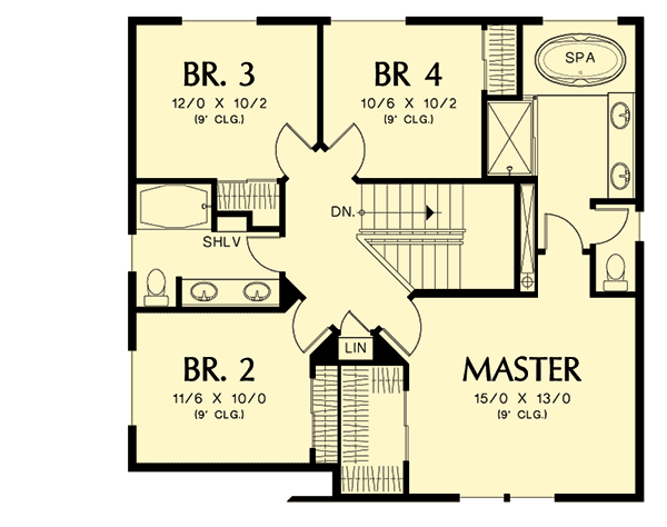 Plan 69607AM: 4 Bed Open Concept House Plan - Floor Plan - 2nd Floor - Northwest, Shingle