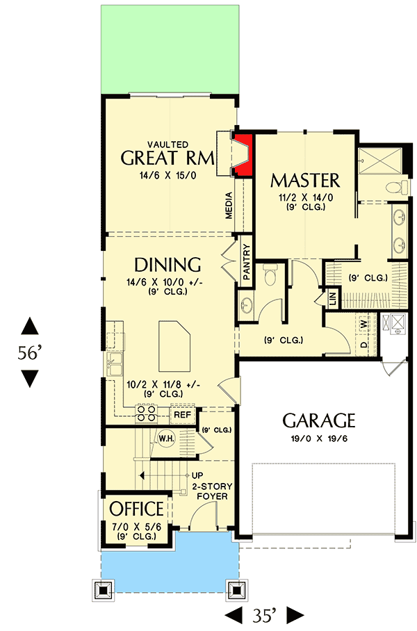 Plan 69608AM: Master Down Craftsman with Options - Floor Plan - Main Level - Craftsman, Northwest