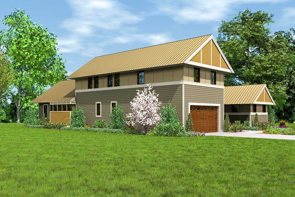 Plan 69609AM: Unique Dogtrot House Plan - Image #4 - Craftsman, Northwest
