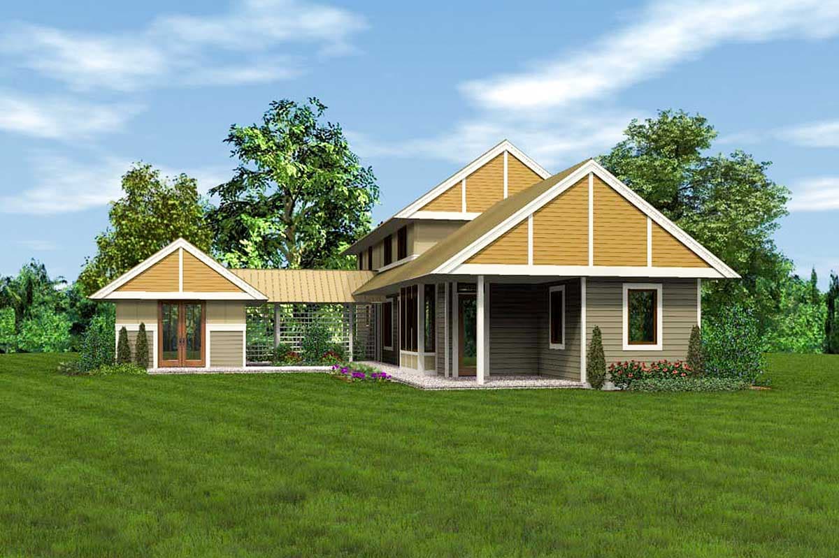 Plan 69609AM: Unique Dogtrot House Plan - Image #8 - Craftsman, Northwest