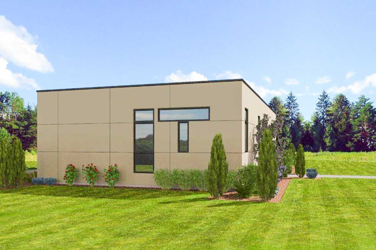 Plan 69613AM: 2 Bed Modern House Plan - 1268 Sq Ft - Image #4 - Contemporary, Mid Century Modern, Modern