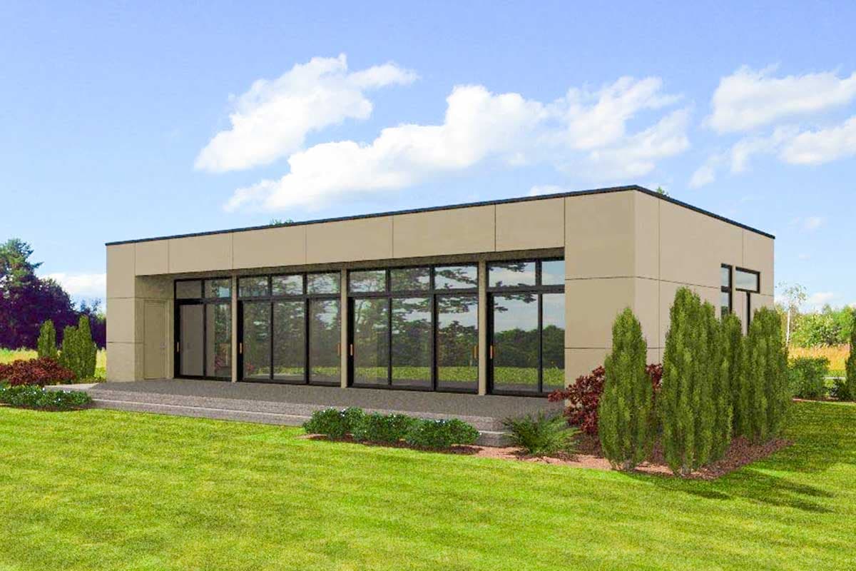 Plan 69613AM: 2 Bed Modern House Plan - 1268 Sq Ft - Image #6 - Contemporary, Mid Century Modern, Modern