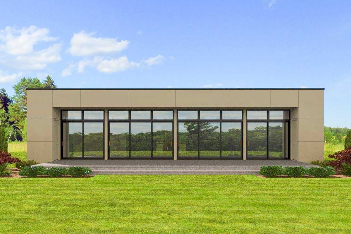 Plan 69613AM: 2 Bed Modern House Plan - 1268 Sq Ft - Image #7 - Contemporary, Mid Century Modern, Modern