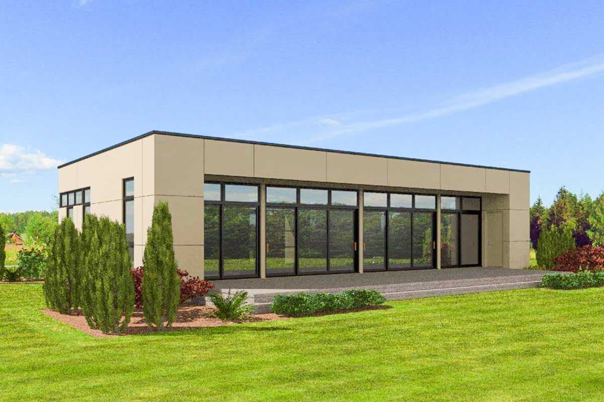 Plan 69613AM: 2 Bed Modern House Plan - 1268 Sq Ft - Image #9 - Contemporary, Mid Century Modern, Modern