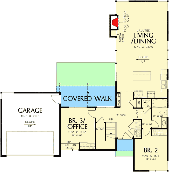 Plan 69615AM: Modern Master Up House Plan - Floor Plan - Main Level - Contemporary, Modern