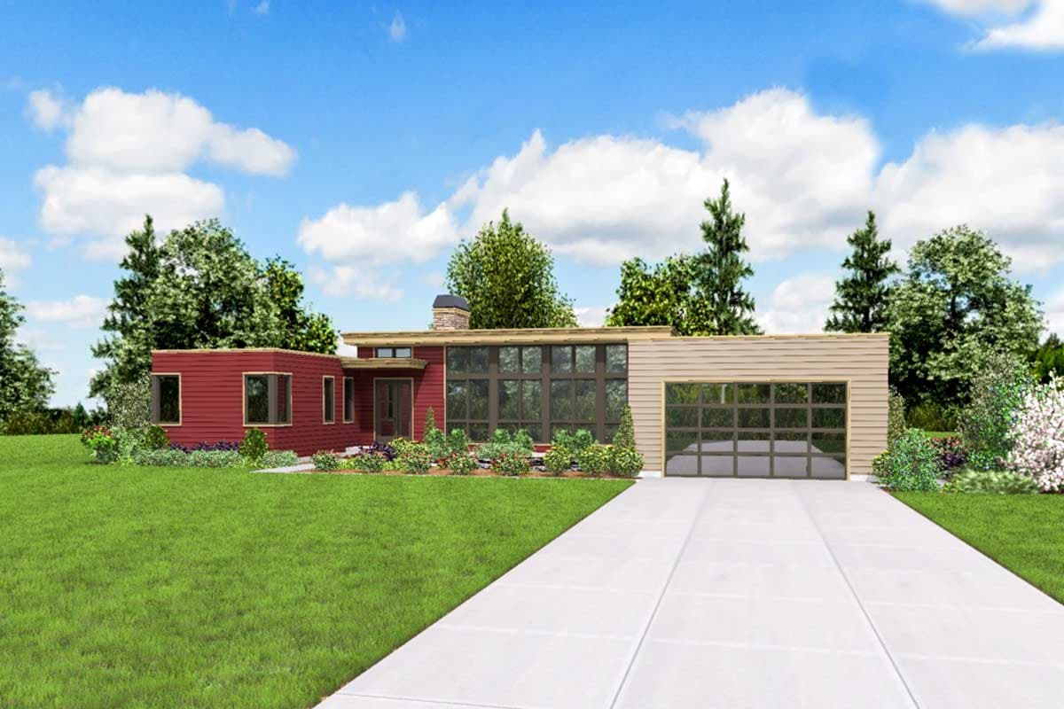 Plan 69619AM: 3 Bed Modern House Plan with Open Concept Layout - Image #12 - Contemporary, Mid Century Modern, Modern, Northwest