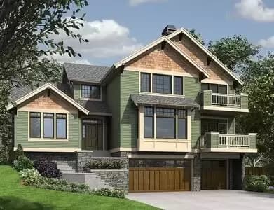 Decks and Drive Under House Plan