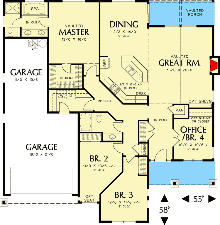 Plan 6965AM: Single Level Livability - Floor Plan - Main Level - Craftsman, Northwest
