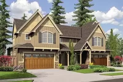 Storybook Craftsman Duplex Plan - 3-Bed 2.5 Bath 1771 Sq Ft Per Unit
