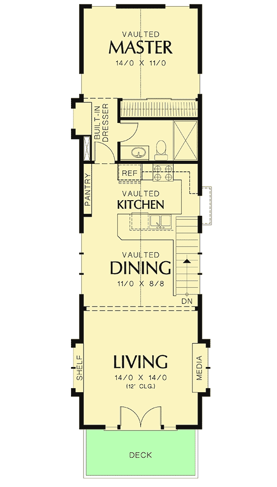 Plan 6988AM: 15-Foot-Wide 2-Bed Home Plan - Floor Plan - 2nd Floor - Craftsman, Northwest