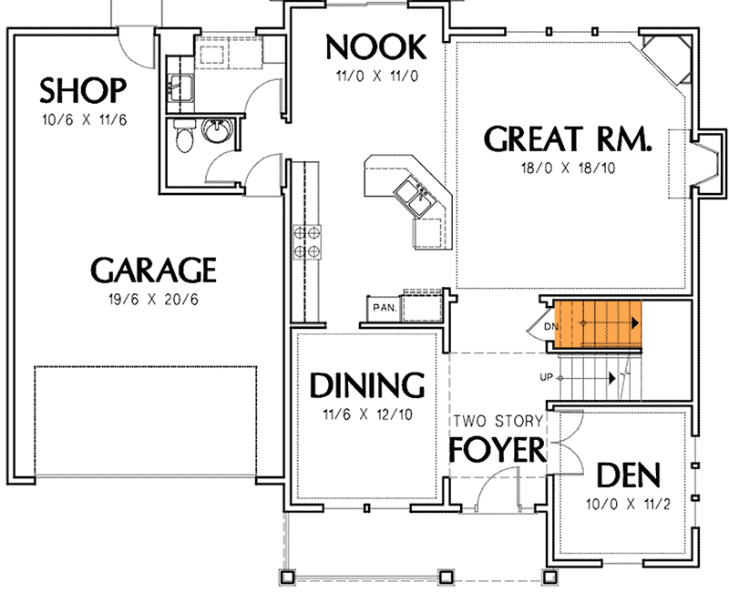 Plan 6994AM: Quintessential American Home Plan - 2618 Sq Ft - Floor Plan - Basement Stairs - Traditional