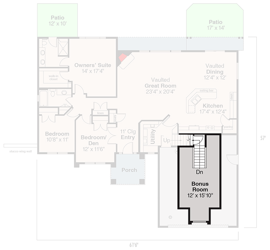 Plan 72039DA: Modern Florida-Style House Plan with 3 Bedrooms and Bonus Room - Floor Plan - Bonus - Florida-Style, Mediterranean