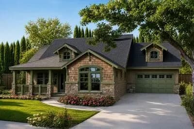 Craftsman Bungalow House Plan with Flexible Bonus Space