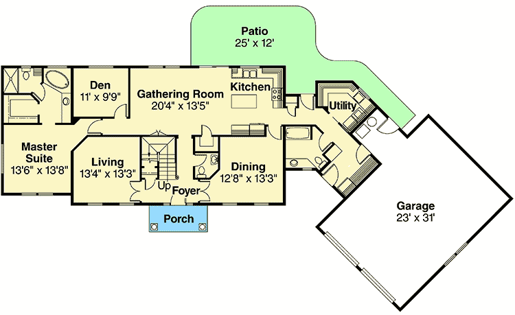 Plan 72070DA: Colonial Revival Home Plan - Floor Plan - Main Level - Traditional