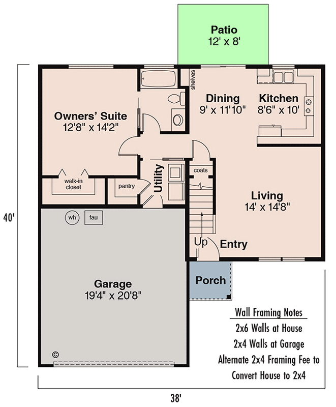 Plan 72076DA: Compact Craftsman House Plan with Main Level Owners Suite - Floor Plan - Main Level - Country, Craftsman, Traditional