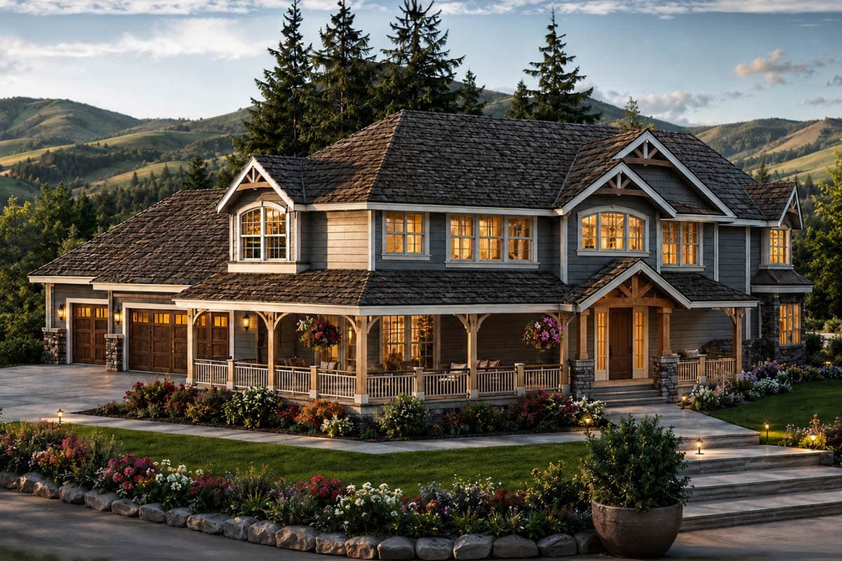 Plan image - 72114DA:Spacious Two-Story Country House Plan with Four Bedrooms and Wraparound Porch