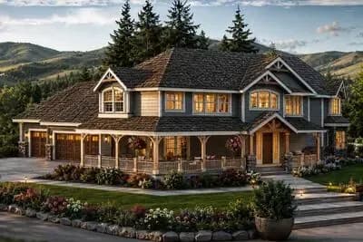 Spacious Two-Story Country House Plan with Four Bedrooms and Wraparound Porch