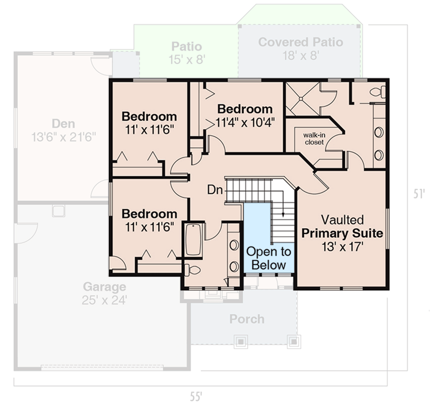 Plan 72115DA: Craftsman Mountain House Plan with 4 Bedrooms and 2,587 Square Feet - Floor Plan - 2nd Floor - Craftsman, Mountain, Traditional