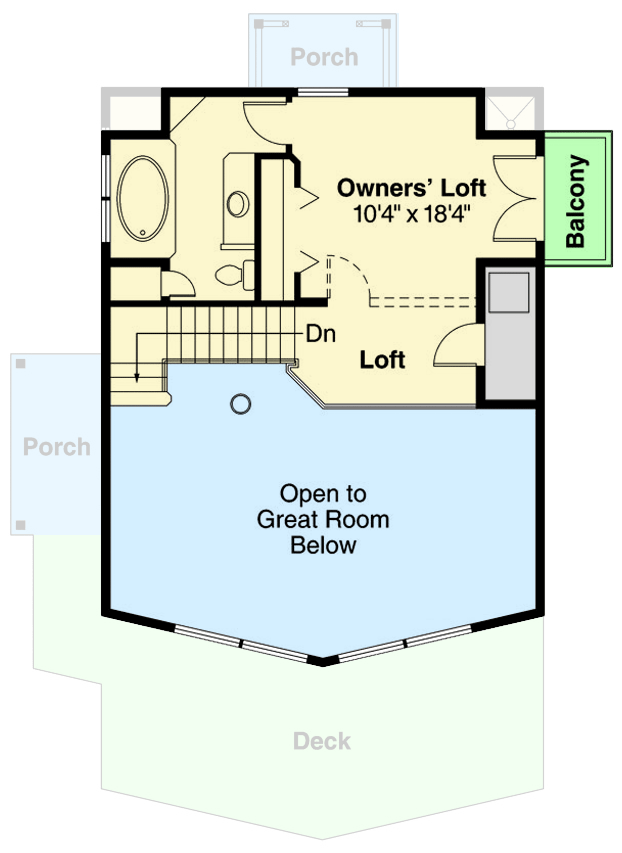 Plan 72117DA: Charming Modern 1 or 2-Bed Vacation Cottage House Plan Retreat - 1211 Sq Ft - Floor Plan - 2nd Floor - Contemporary, Cottage, Mountain, Rustic, Vacation