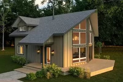 Charming Modern 1 or 2-Bed Vacation Cottage House Plan Retreat - 1211 Sq Ft