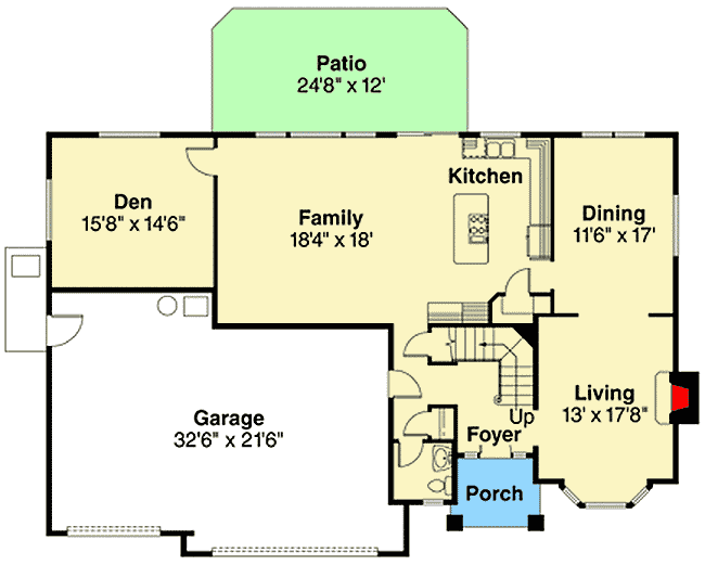 Plan 72135DA: Welcoming Ground Level Porch - Floor Plan - Main Level - Craftsman, Northwest