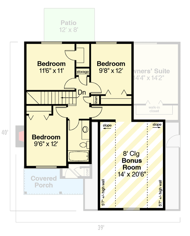 Plan 72143DA: Compact 4 Bed Plan Mountain House Plan with C-Shaped Kitchen - 1496 Sq Ft - Floor Plan - Upper Level - Mountain, New American, Traditional