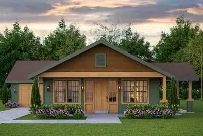2-Bed Vacation Cabin House Plan with Clustered Bedrooms - 1321 Sq Ft
