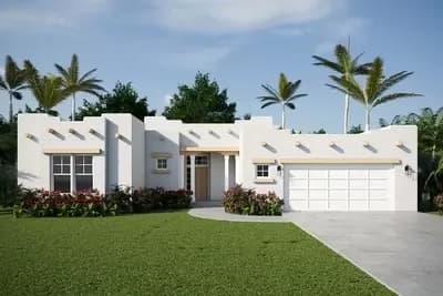 3-Bed Adobe-Style House Plan with Flex Room and Outdoor Patio - 1760 Sq Ft