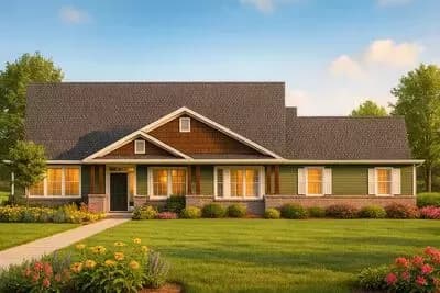 Craftsman Ranch House Plan with Dual Master Suites