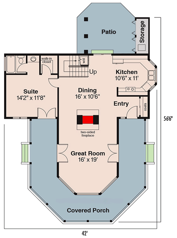 Plan 72210DA: Rustic Northwest Style Vacation House Plan with Wraparound Porch and Loft - Floor Plan - Main Level - Northwest, Rustic, Vacation