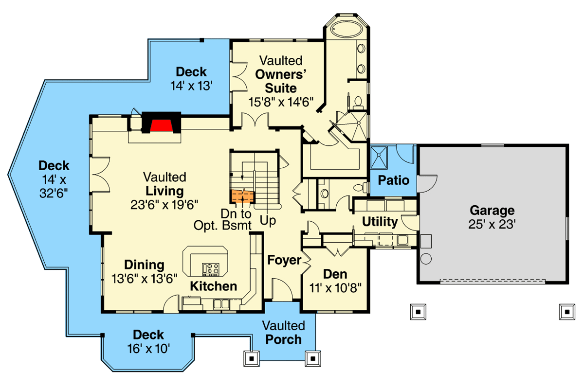 Plan 72214DA: 3-Bed Country Craftsman Lodge Home Plan with Wrap-Around Porch - 2726 Sq Ft - Floor Plan - Main Level - Country, Craftsman, Mountain, Northwest, Rustic