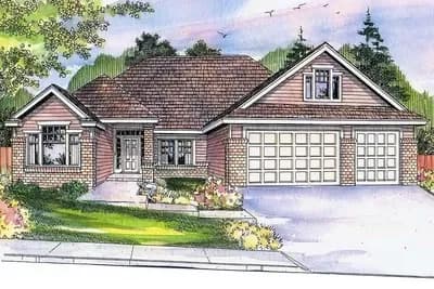 Traditional 3 Car Garage House Plan with Bonus Room Above