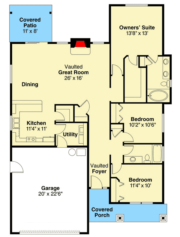 Plan 72240DA: Craftsman Ranch with Vaulted Ceilings - Floor Plan - Main Level - Craftsman, Northwest, Ranch