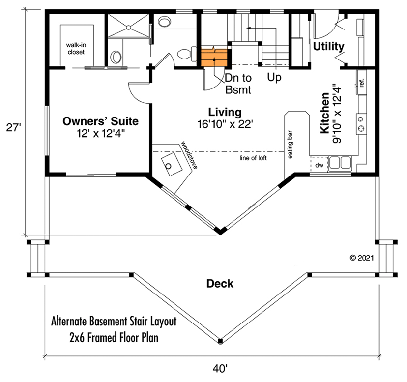 Plan 72320DA: A-Frame Log Cabin House Plan with Lofty Great Room and Bunk Room - Floor Plan - Basement Stairs Location - Log Cabin, Mountain, Rustic, Vacation