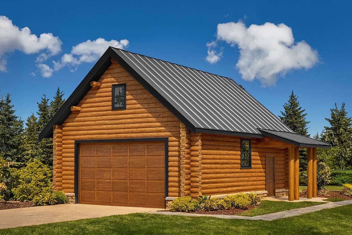 Plan 72321DA: Rustic Log Cabin House Plan with 2 Bedrooms and Wraparound Deck - Image #2 - Log Cabin, Mountain, Rustic, Vacation