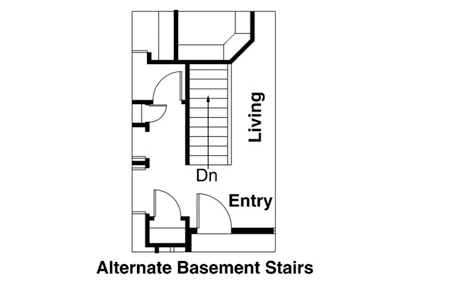 Plan 72371DA: Slender Single-Story Bungalow - Floor Plan - Alternate Basement Stairs - Cottage, Craftsman