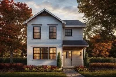 Compact Narrow Two-Story House Plan with Clustered Bedroom Layot - 1331 Sq Ft