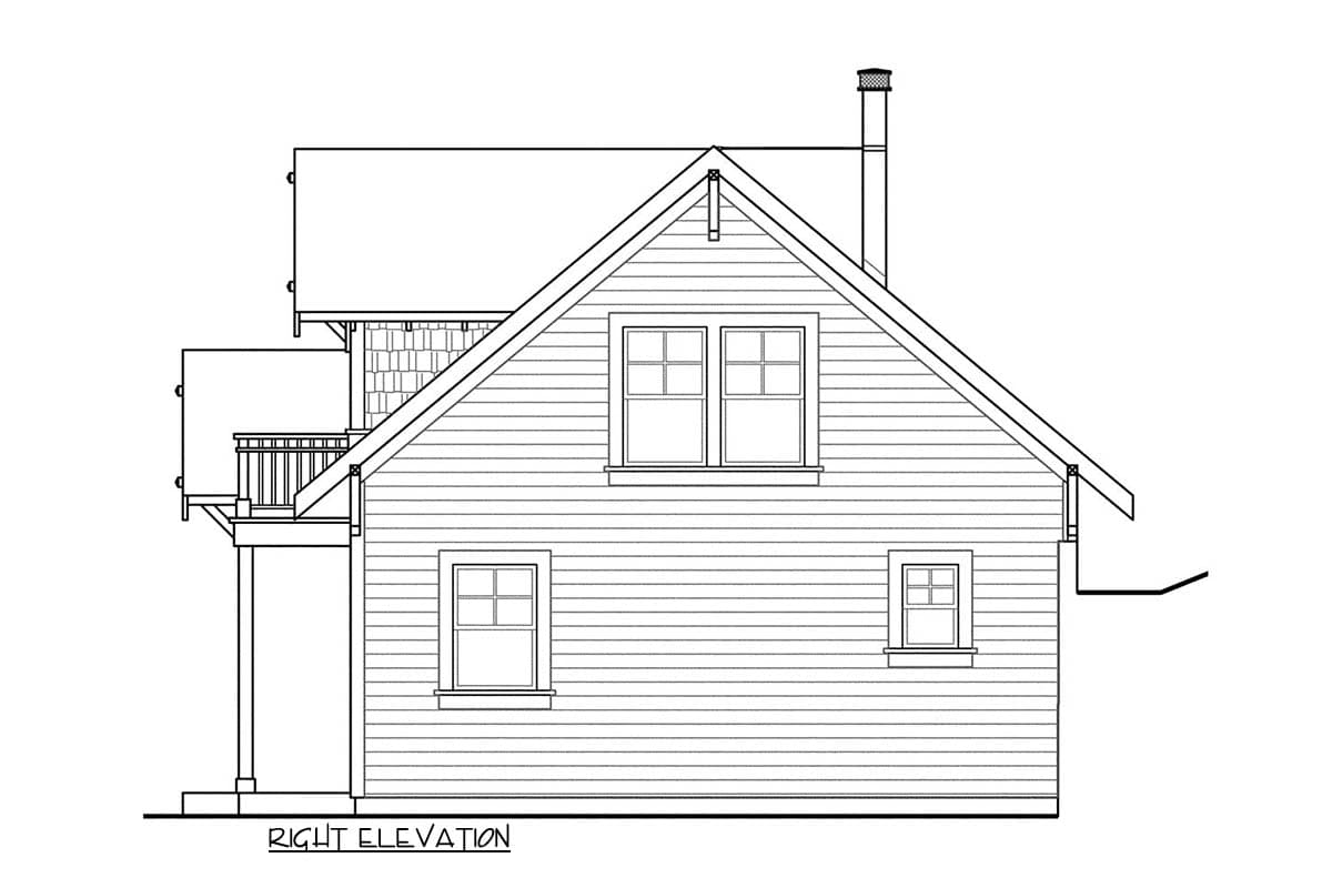 Plan 72471DA: Cottage Vacation House Plan with Loft and Lakefront Views - Image #4 - Cottage, Vacation
