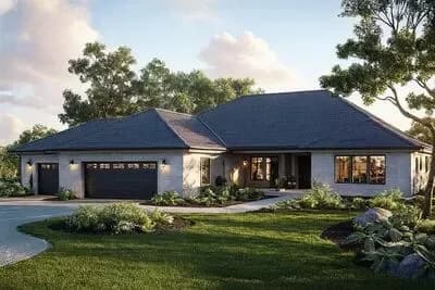 Traditional House Plan with Split-Bedroom Layout and Media or Study 