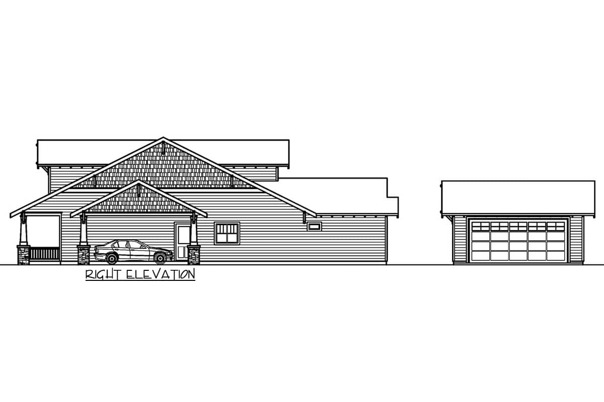 Plan 72549DA: Bungalow House Plan with Three Bedrooms and Porte Cochere - Image #4 - Bungalow, Craftsman, Northwest