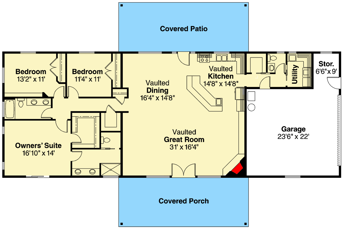 Plan 72565DA: Rustic Ranch Home Plan with Great Open Spaces - Floor Plan - Main Level - Mountain, Northwest, Ranch, Rustic