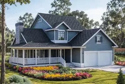 Compact Country Farmhouse with Wrap Around Porch