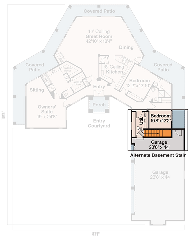 Plan 72576DA: Southwest Style House Plan with Three Bedrooms and Wraparound Porch - Floor Plan - Image #6 - Adobe , Southwest