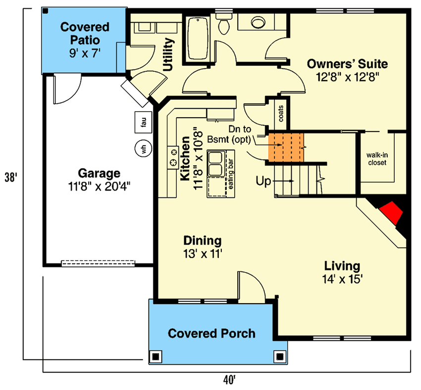 Plan 72581DA: Modest Home Plan Offers Modern Amenities - 1426 Sq Ft - Floor Plan - Main Level - Cottage, Country