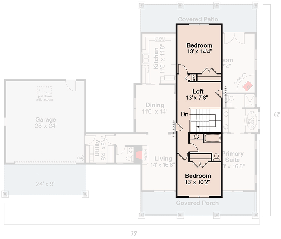 Plan 72599DA: Craftsman Northwest House Plan with Three Bedrooms and Attached Two-Car Garage - Floor Plan - 2nd Floor - Country, Craftsman, Northwest