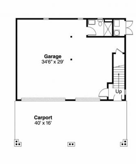 Plan 72649DA: Bungalow Garage with Guest Apartment - Floor Plan - Main Level - Carriage, Craftsman, Rustic